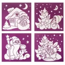 Набор для творчества "Новогодние бархатные раскраски", бордовый фон