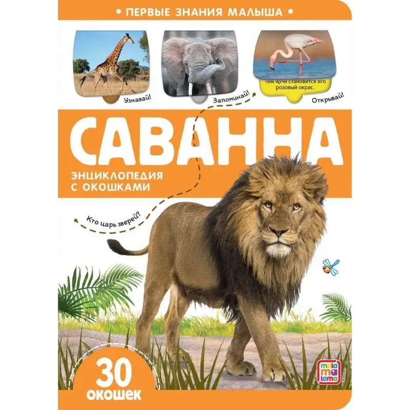 Книжка с окошками "Саванна" 30 окошек