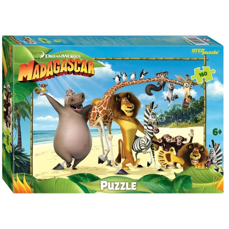 Детский пазл "Мадагаскар 3", игра-головоломка паззл для детей, Step Puzzle, 160 деталей мозаики
