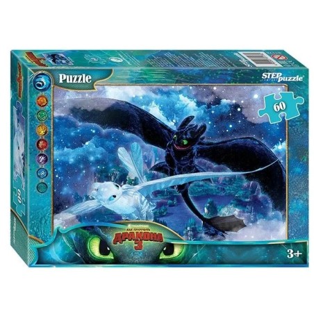 Детский пазл "Как приручить дракона - 3" 60 деталей