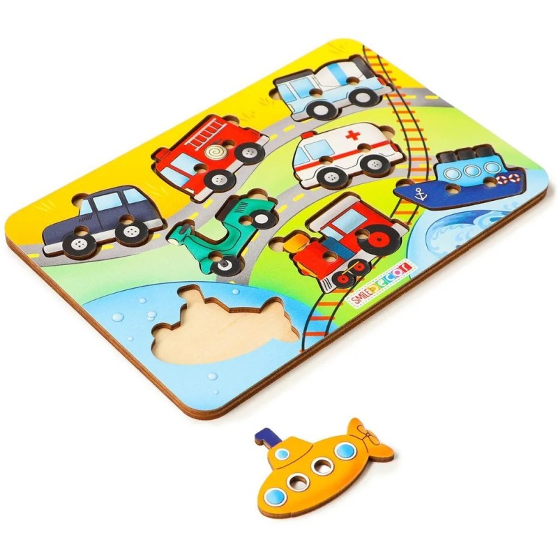 Развивающая игра-шнуровка "Транспорт-2", рамка-вкладыш Развивающая игра-шнуровка "Транспорт-2", рамка-вкладыш