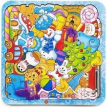 Развивающая рамка-вкладыш Smile Decor "Новый год", деревянный пазл-головоломка для детей