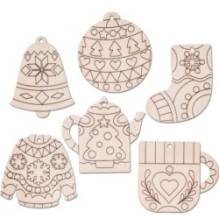 Заготовки для творчества "Уютный вечер", 6 фигурок из дерева для раскрашивания.