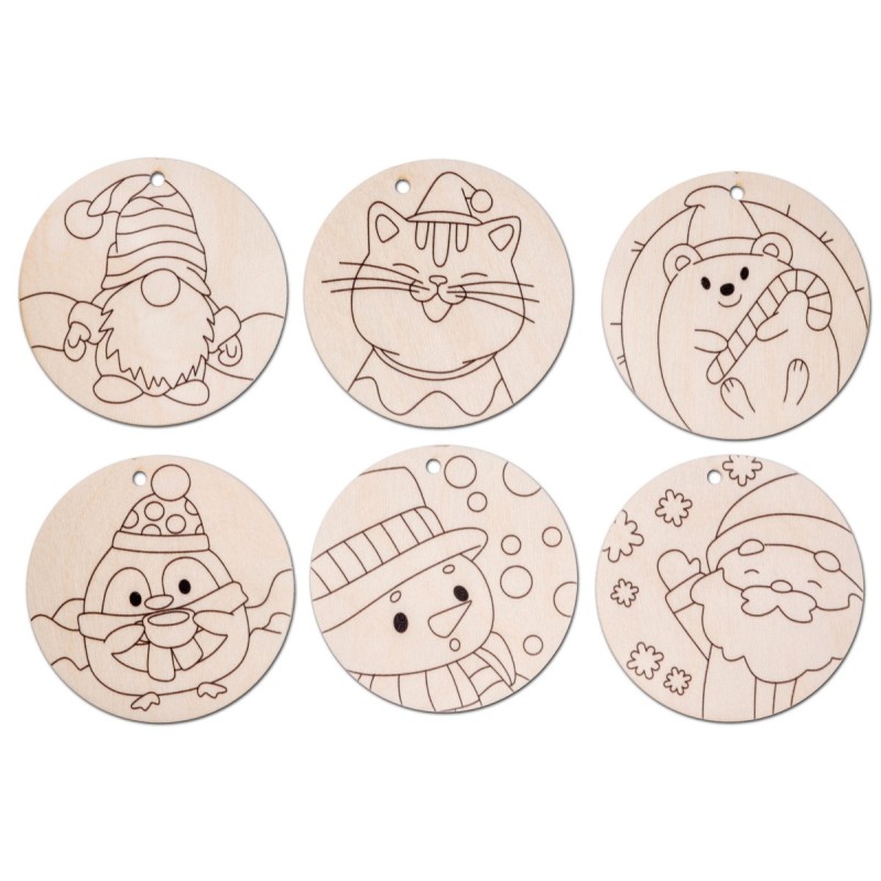 Заготовки для творчества из дерева "Гном и компания" 6 фигур из дерева для раскрашивания.