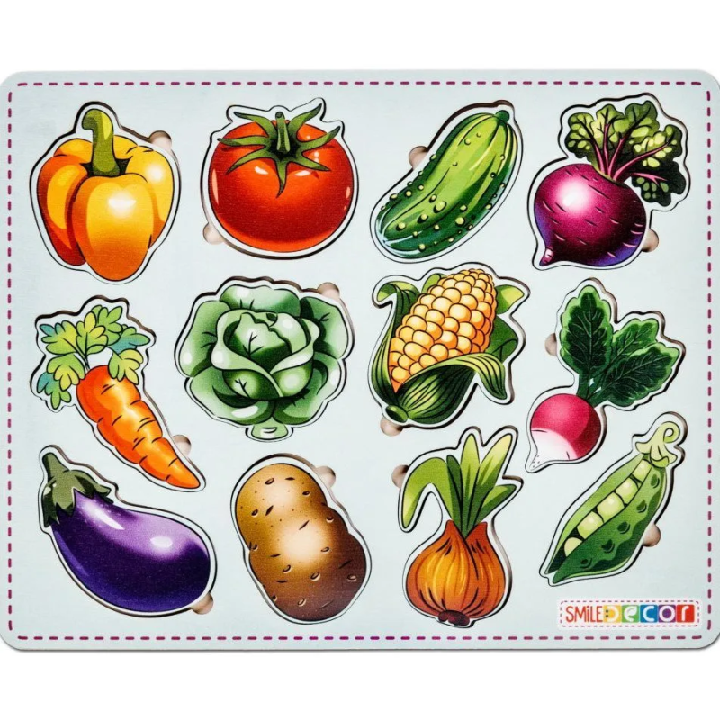 Обучающая деревянная игра "Овощи", рамка-вкладыш для развития логики, памяти