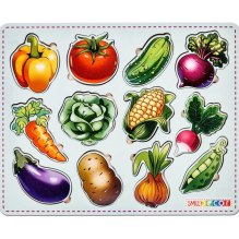 Обучающая деревянная игра "Овощи", рамка-вкладыш для развития логики, памяти