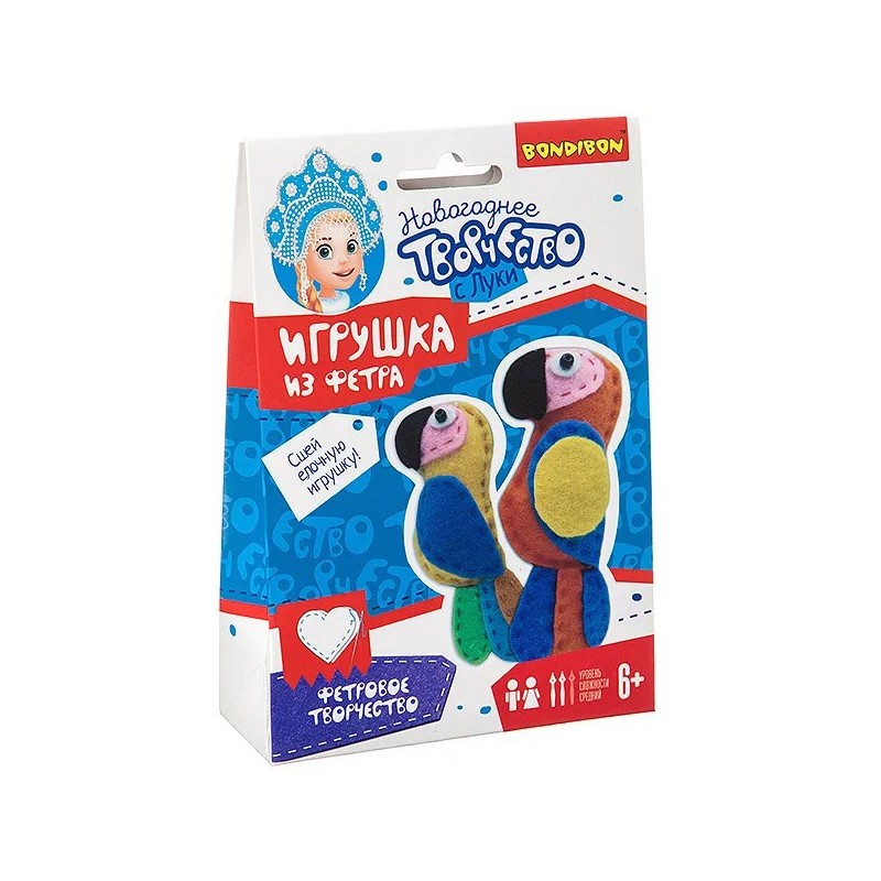 Набор для творчества Bondibon Новогоднее Творчество с Луки "Игрушка из фетра" Попугаи