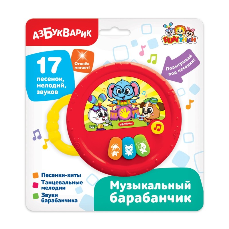 Музыкальный барабанчик Красный