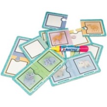 Пазл-водная раскраска "КТО ЧЬЯ МАМА?" дикие животные, 16 многоразовых карточек Bondibon