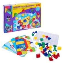 Мозаика для малышей Bondibon Baby You c 8 картинками-шаблонами 32 фишки