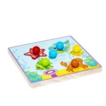 Мозаика для малышей из дерева 12 шаблонов, 25 фишек, 5 цветов Bondibon