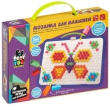 Мозаика для малышей 260 крупных деталей панель с чемоданом Baby You Bondibon