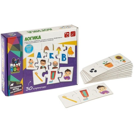 Пазл "ЛОГИКА" 30 карточек, 3 части Baby You Bondibon