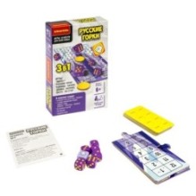 Настольная игра в кости "РУССКИЕ ГОРКИ" 3в1 с игровым полем и фишками Bondibon