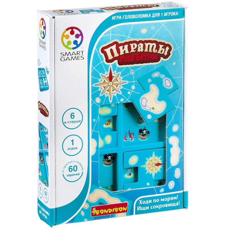 Логическая компактная настольная игра "Пираты. Роза ветров" Smart Games Bondibon