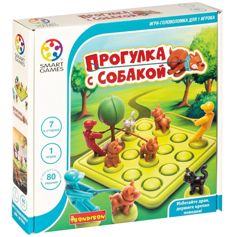 Логическая настольная игра "ПРОГУЛКА С СОБАКОЙ" Smart Games Bondibon