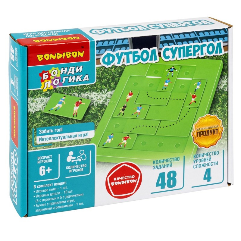 Настольная логическая игра-головоломка "ФУТБОЛ. СУПЕРГОЛ" БондиЛогика Bondibon