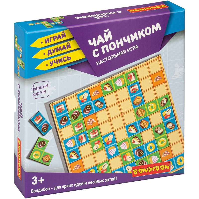 Настольная игра "ЧАЙ С ПОНЧИКОМ" домино-пазл Играй Думай Учись Bondibon