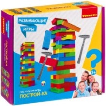 Развивающая настольная игра "ПОСТРОЙ-КА" башня из 54 блоков, Bondibon