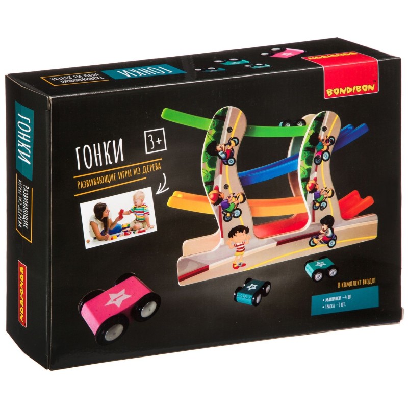 Развивающая игра из дерева Bondibon «ГОНКИ»