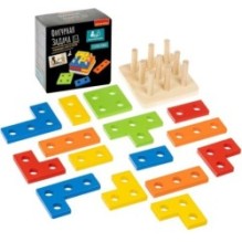 Настольная игра ГОЛОВОЛОМКА «ФИГУРНАЯ ЗАДАЧА» Развивающие игры из дерева Bondibon