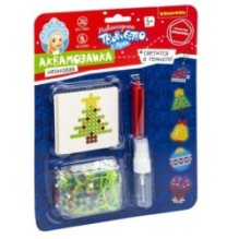 АКВАМОЗАИКА "ОЛЕНЬ, ЁЛОЧКА И ИГРУШКИ" набор с неоновыми бусинами, подвесками Новогоднее творчество с Луки Bondibon