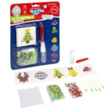 АКВАМОЗАИКА "ОЛЕНЬ, ЁЛОЧКА И ИГРУШКИ" набор с неоновыми бусинами, подвесками Новогоднее творчество с Луки Bondibon