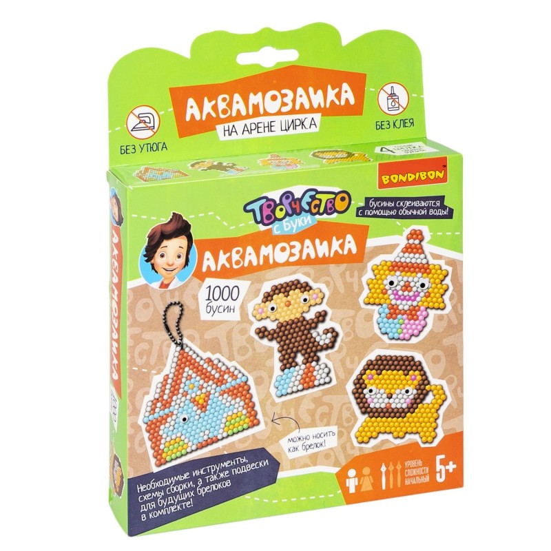 Набор для творчества АКВАМОЗАИКА "НА АРЕНЕ ЦИРКА" 1000 бусин, Творчество с Буки Bondibon