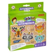 Набор для творчества АКВАМОЗАИКА "ЛЕСНЫЕ ЖИТЕЛИ" 1000 блестящих и неоновых бусин, подвески Творчество с Буки Bondibon