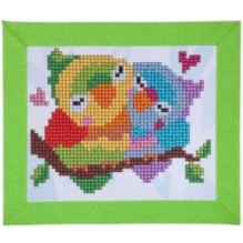 Набор для творчества Bondibon "Алмазная мозаика Попугаи-неразлучники"