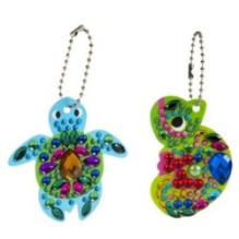 Алмазная мозаика двусторонняя "ЧЕРЕПАШКА И ХАМЕЛЕОН" набор из 2 пластиковых брелоков, Творчество с Буки Bondibon