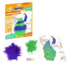 Набор для творчества АППЛИКАЦИЯ "ПАВЛИН" с перьями и стразами Творчество с Луки Bondibon