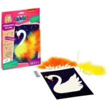 Набор АППЛИКАЦИЯ "ЛЕБЕДЬ" с перьями и стразами Творчество с Луки Bondibon