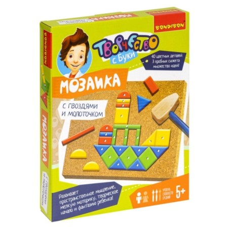 Набор для творчества BONDIBON. Мозаика с гвоздями и молоточком 1