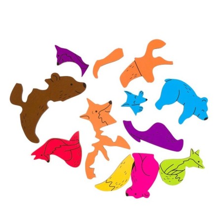 Мозаика "puzzle" 2в1 из дерева "Медведи и лисы" (IQ step)