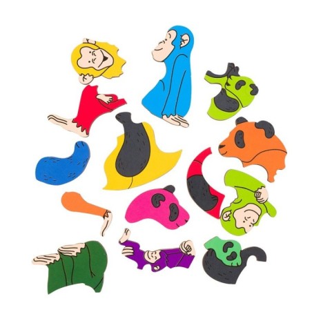 Мозаика "puzzle" 2в1 из дерева "Обезьяны и панды" (IQ step)