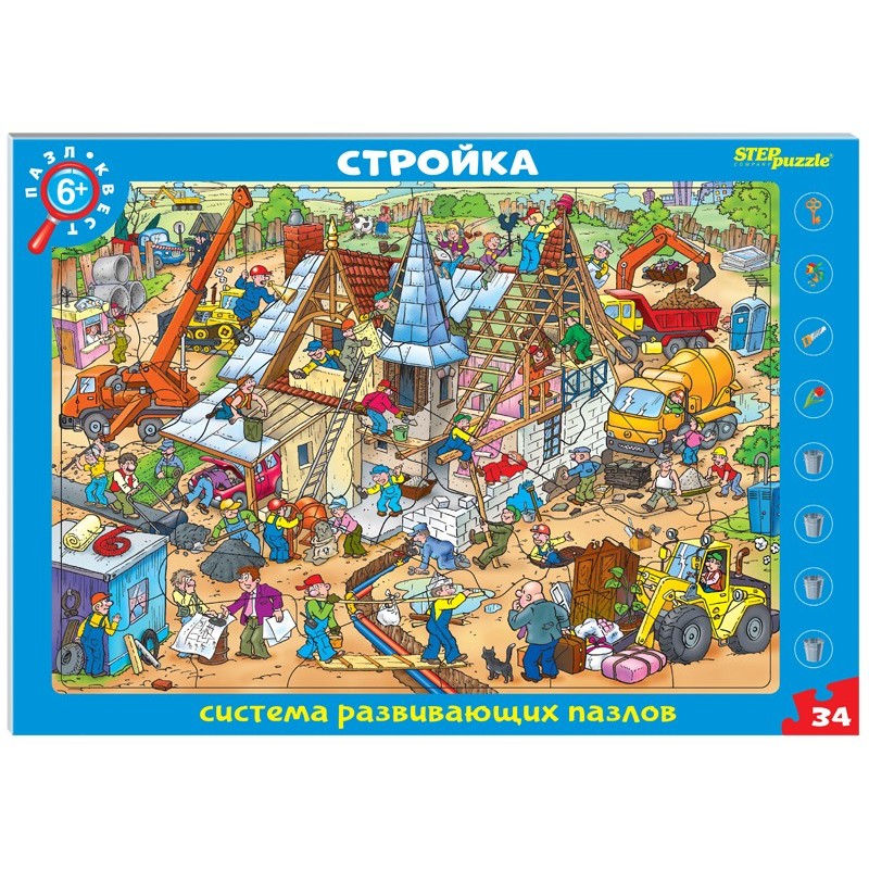 Развивающий пазл "Стройка. Пазл-квест" (большие)