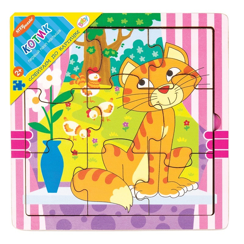 Игра из дерева "Котик" (собираем по картинке) (Baby Step)