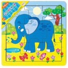 Игра-пазл из дерева. Собираем по картинке. Слонёнок