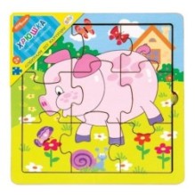 Игра-пазл из дерева. Собираем по картинке. Хрюшка