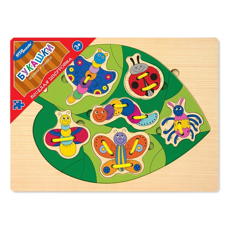 Игра из дерева "Весёлая шнуровка. Букашки"