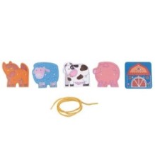 Развивающая игра из дерева "Моя маленькая ферма" (Игра-шнуровка)