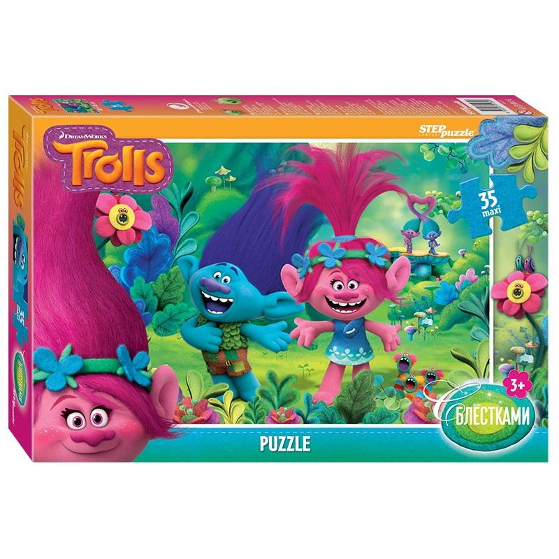 Мозаика "puzzle" 35 MAXI "Trolls. Глиттер" (DreamWorks)