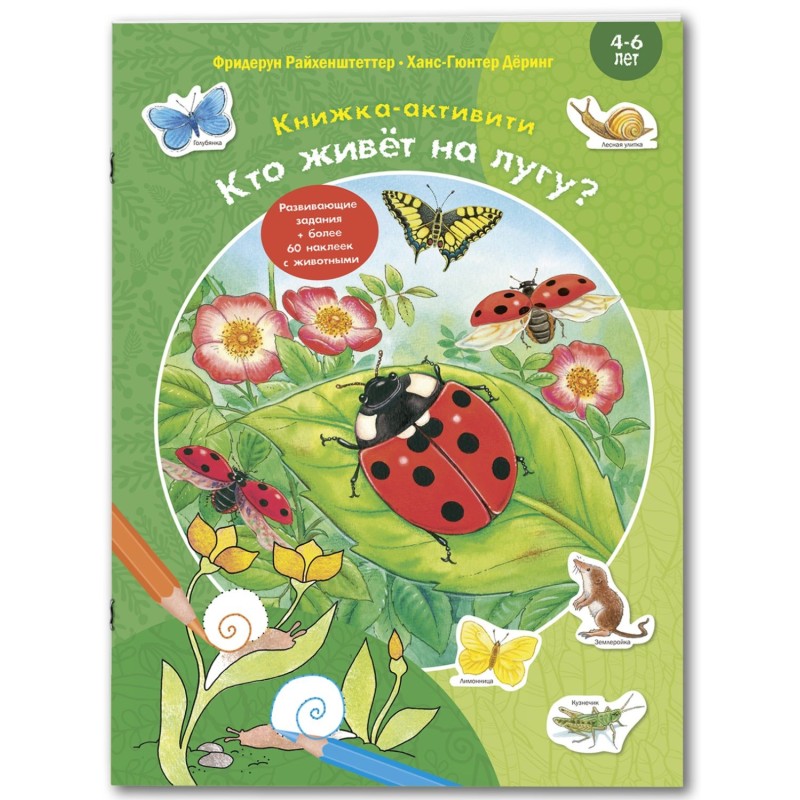 Кто живёт на лугу? Книжка-активити с развивающими заданиями, головоломками, наклейками