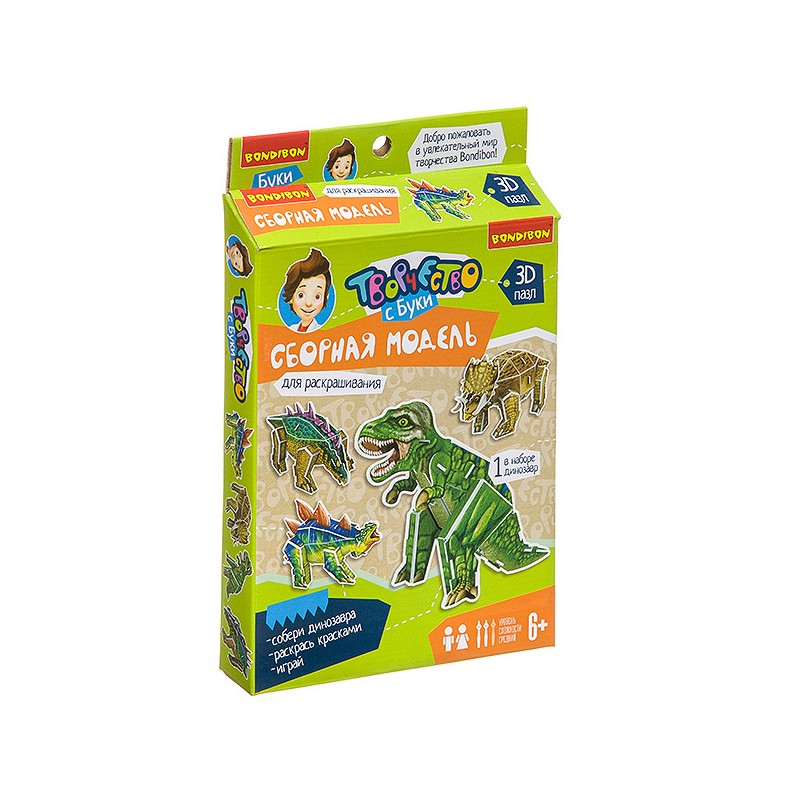 Сборная 3D модель Bondibon для раскрашивания. Анкилозавр