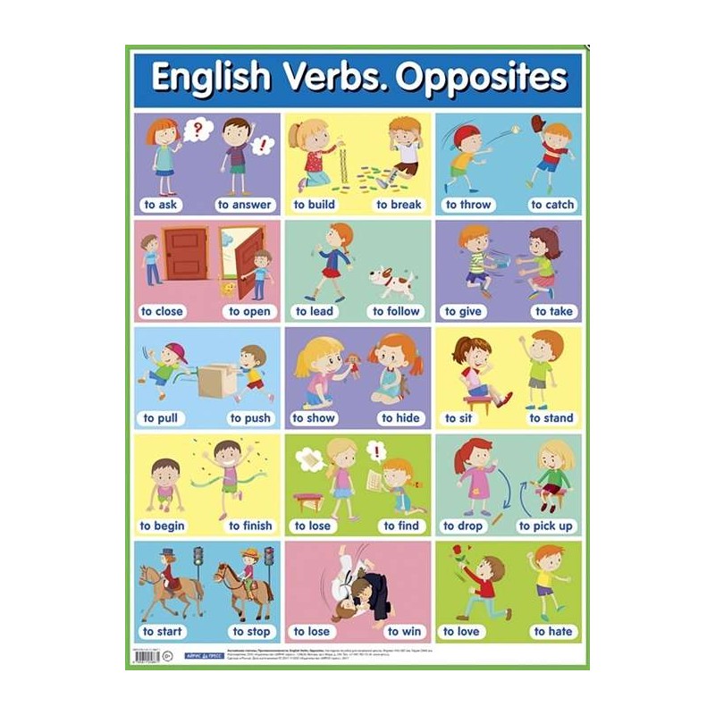 Глаголы. Противоположности. English Verbs. Op. Наглядное пособие по английскому языку