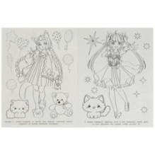 Нэко-тян и котики. Раскраска для девочек.