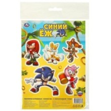 Наклейки бумажные, а5, синий еж