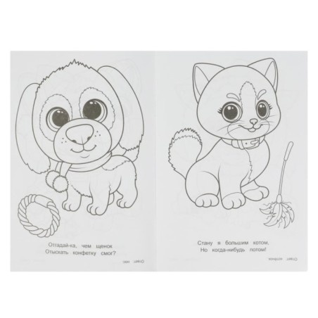 Очаровательные питомцы. Раскраска-загадка.