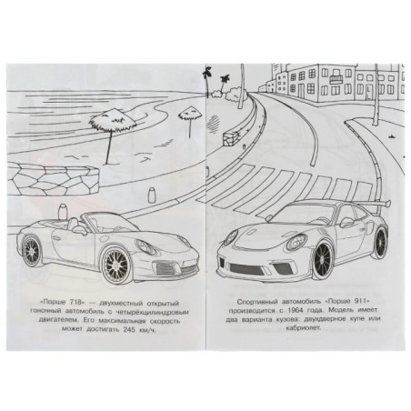 Порше. Раскраска Малышка 16 заданий.
